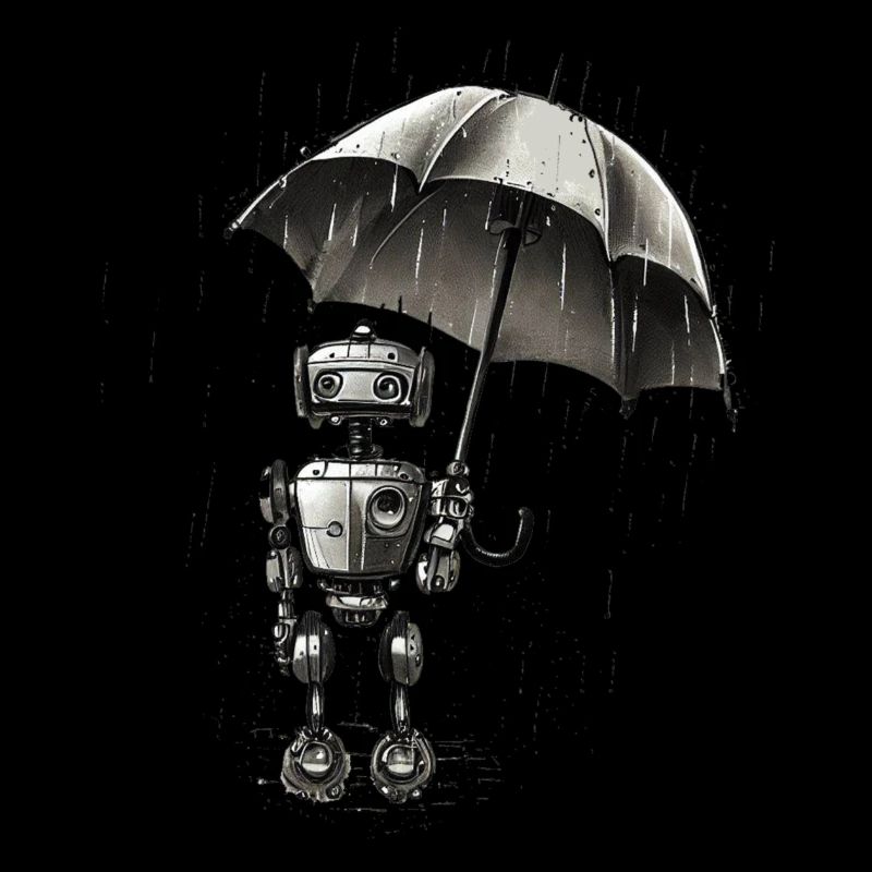 robot in the rain