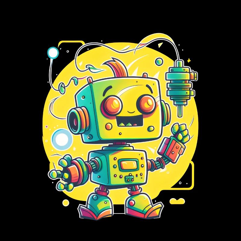 Retro Robot Cute Robotic Engineer Technology