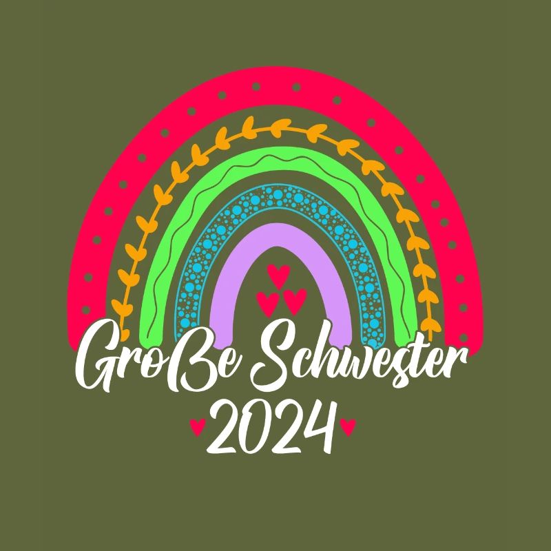 Große Schwester 2024 Boho Regenbogen Design