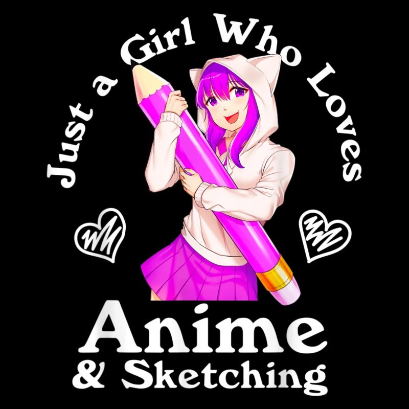 Anime und Skizzieren Nur ein Mädchen, das Anime liebt