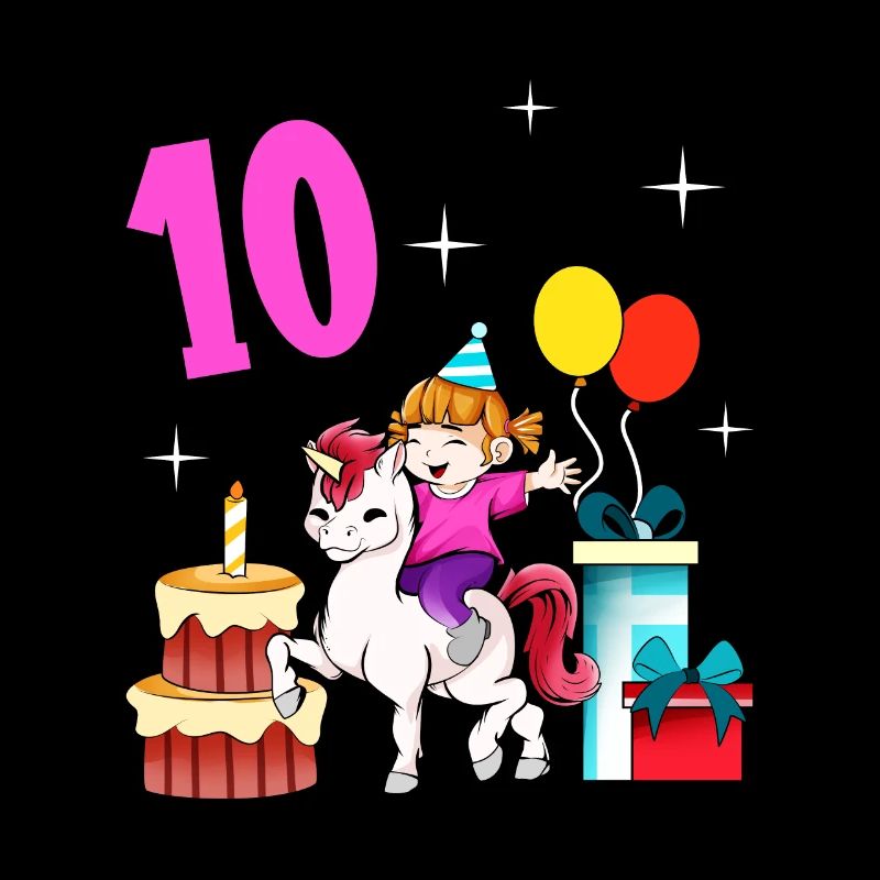 Mit Einhorn - Mädchen Geburtstag 10 Jahre