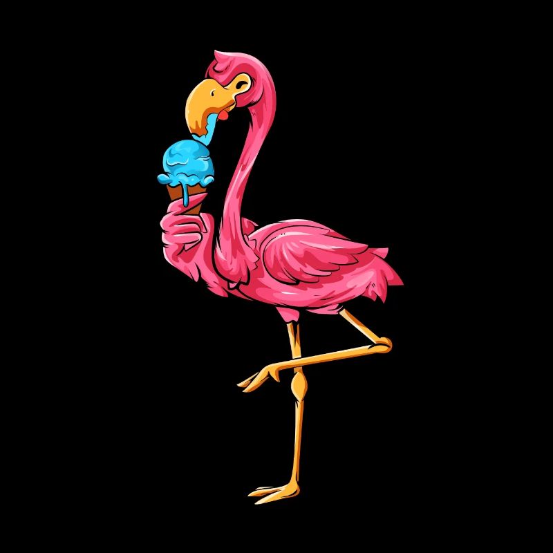 Comic Flamingo genießt Eistüte