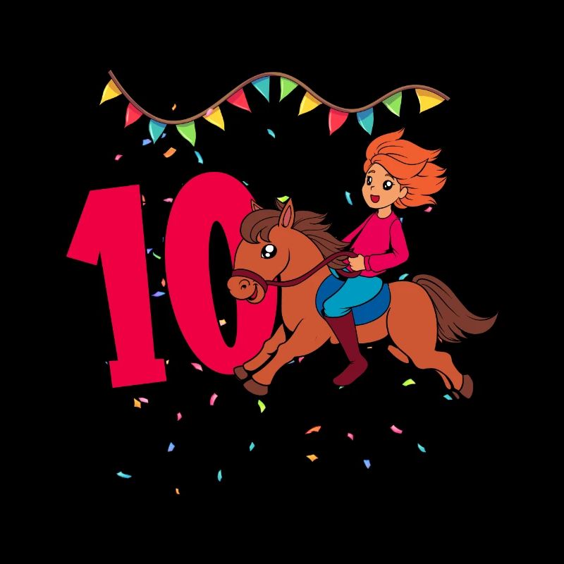Mit Pferd - Mädchen Geburtstag 10 Jahre