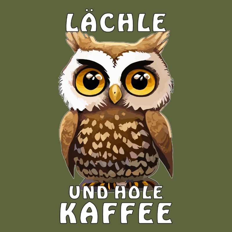 EULE LÄCHLE UND HOLE KAFFEE