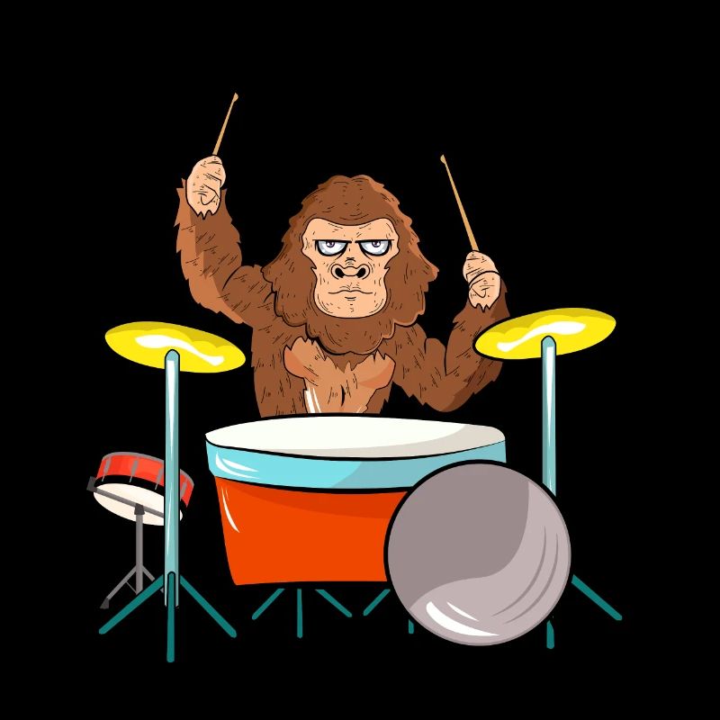 Bigfoot Playing Drums