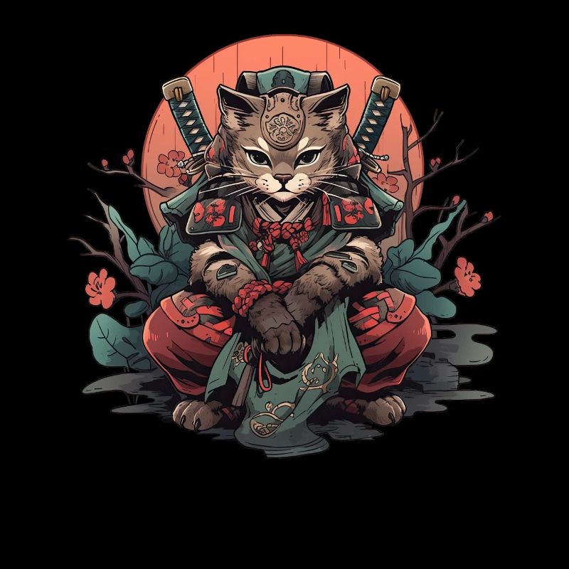 Asia Cat Japanese Samurai Samurai