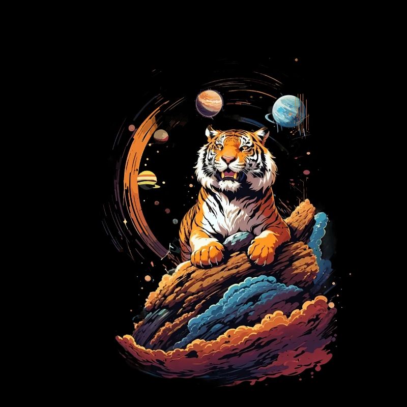 Tiger on the cliff in space - Solar System