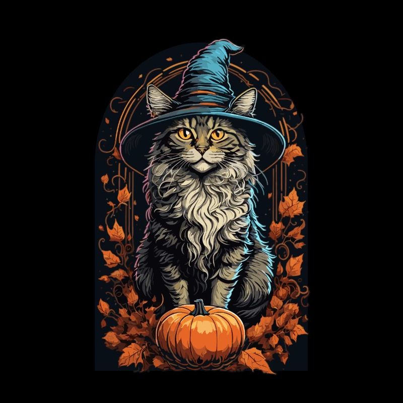 Cat with witch hat Halloween cat