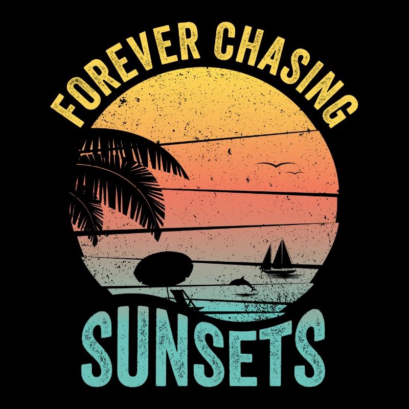 Forever Chasing Sunsets Retro Summer Vacation