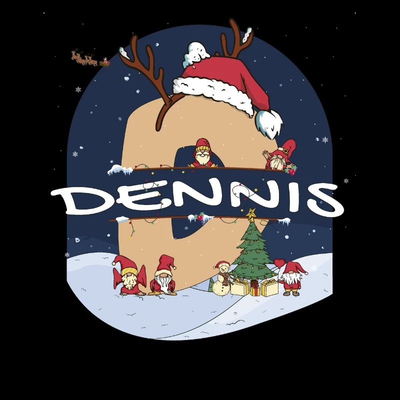 Nom Dennis génial avec Santa Hat dans le thème de Noël