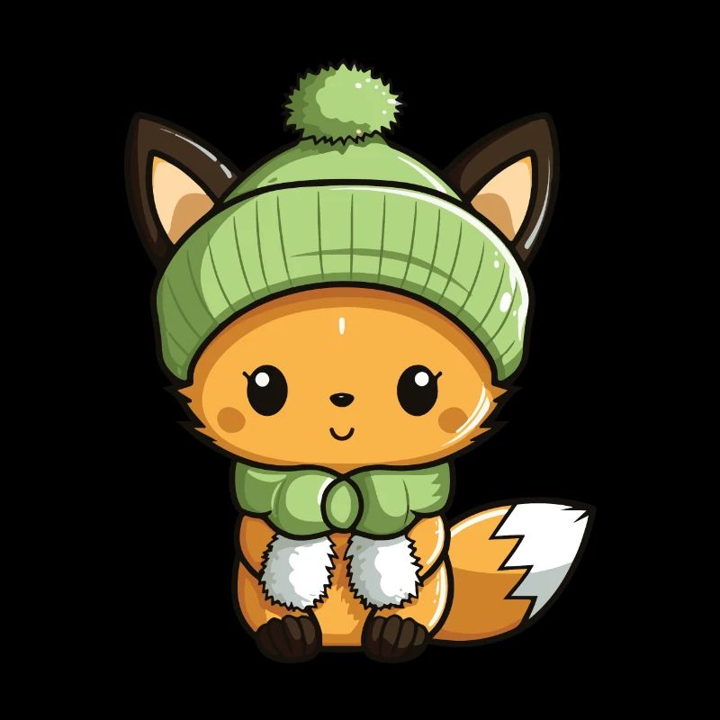 Fuchs Niedlich Winter Comic Mütze