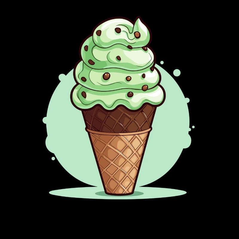 Cornet de crème glacée aux pépites de chocolat à la menthe