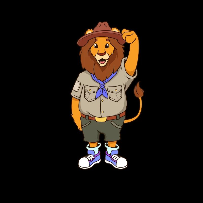 Cartoon Lion is Boy Scout