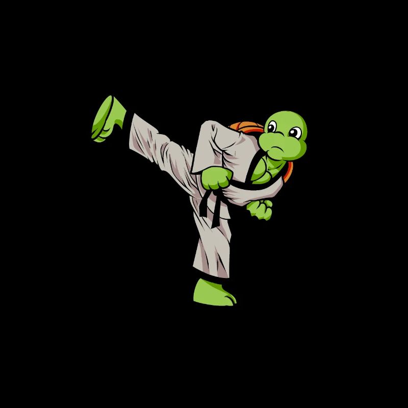 Cartoon turtle doing hapkido