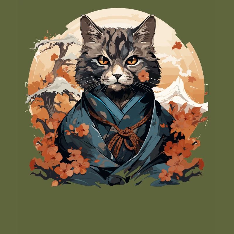 Funny Samurai Cat