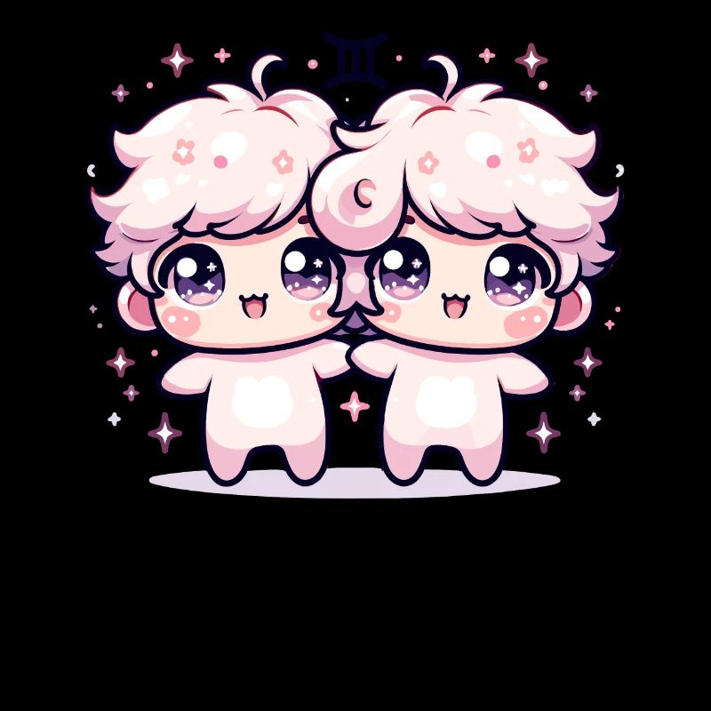 Zwillinge-Sternzeichen-Design mit entzückenden Kawaii