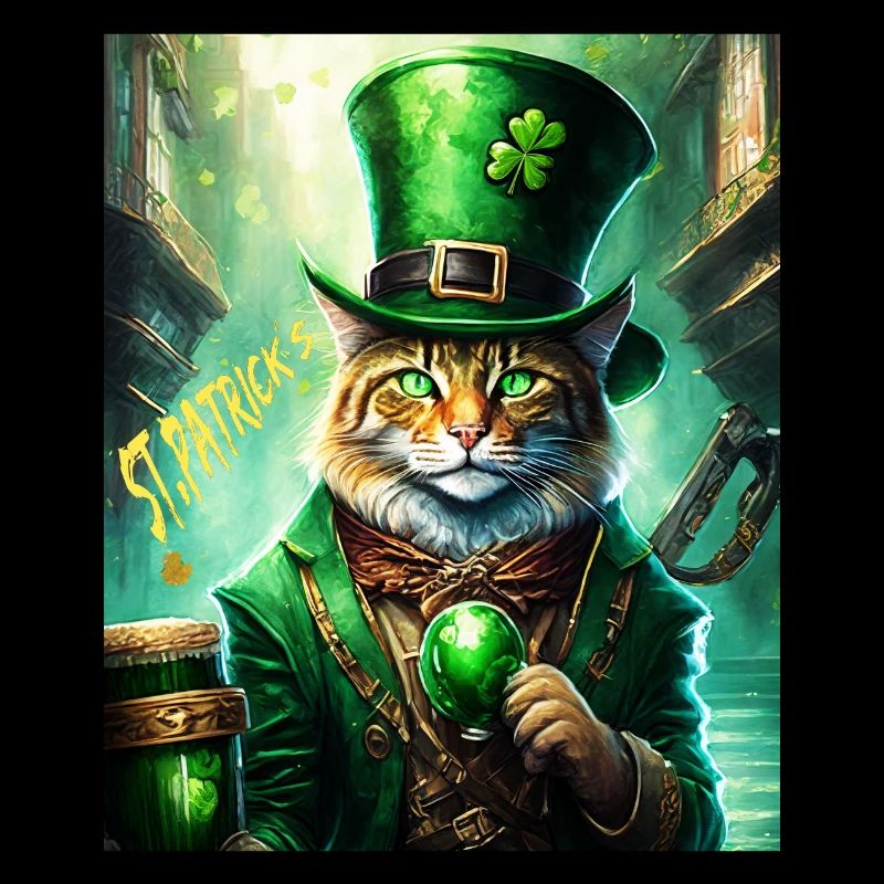 FÊTE DE LA SAINT-PATRICK CHAT BIÈRE TRÈFLE TRÈFLE