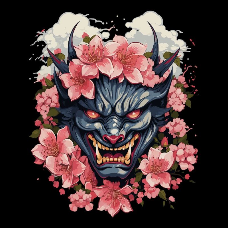 Japanischer Hannya Dämon Samurai Warrior Oni Maske