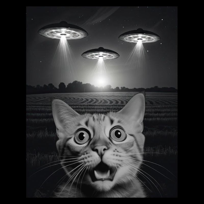 Lustiges Katzen Selfie Vor UFOs Katze UFO
