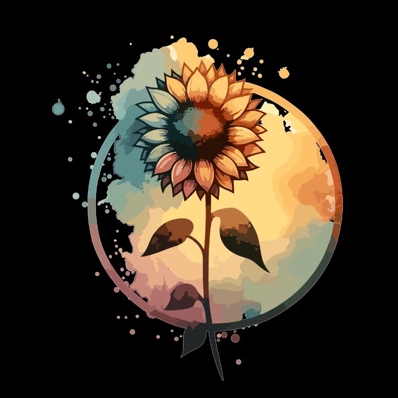 Sunflower with stem drawn