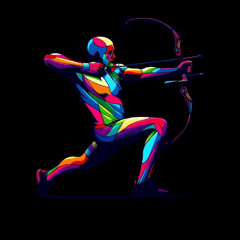 Colorful Pop Art Archer Archery Bow And Arrow
