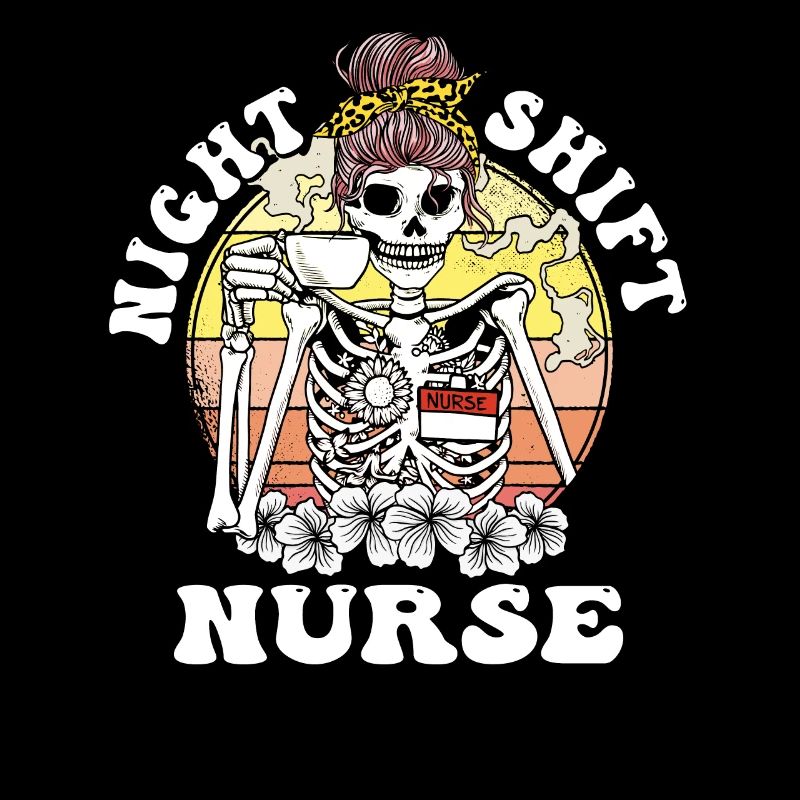 Funny Night Shift Nurse Skeleton Halloween RN