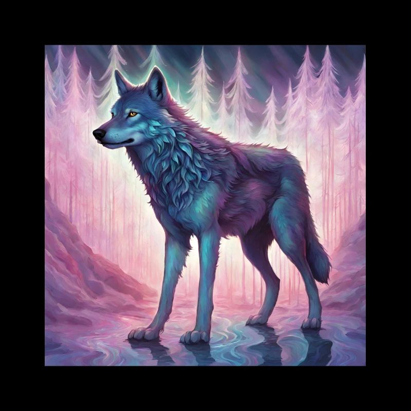 Wolf im Polarlicht