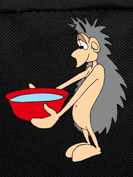 Smart hedgehog with water bowl