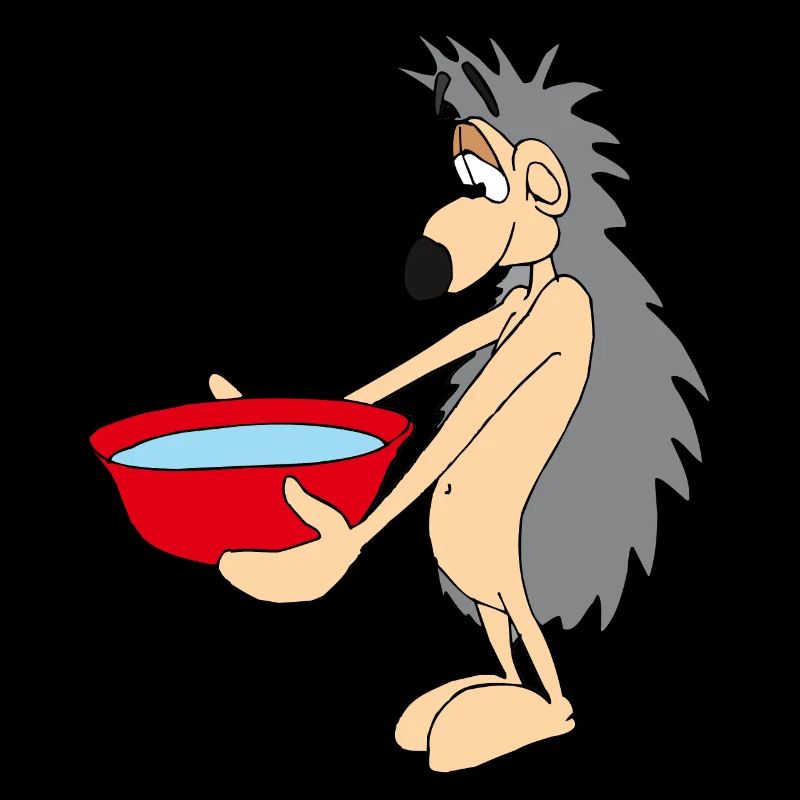 Smart hedgehog with water bowl