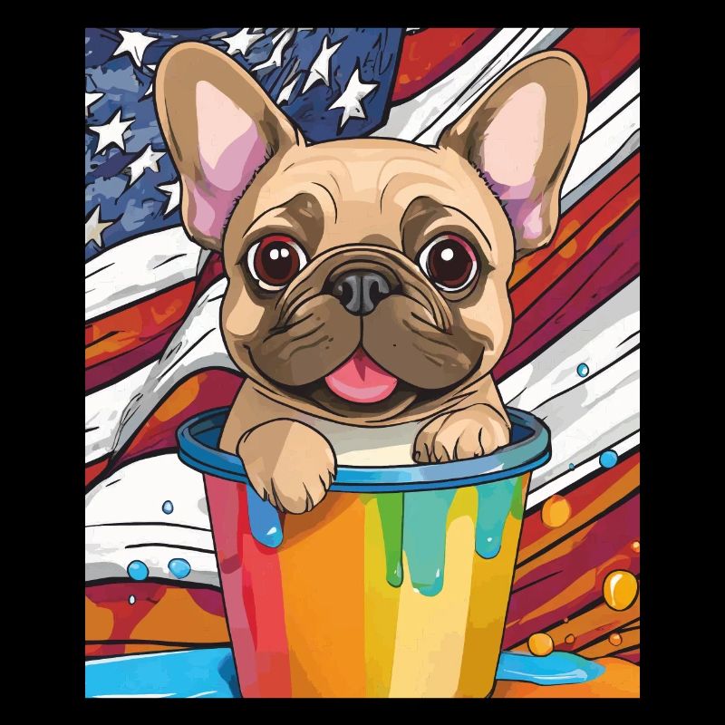 FRENCHIE US FLAG PAINT POT