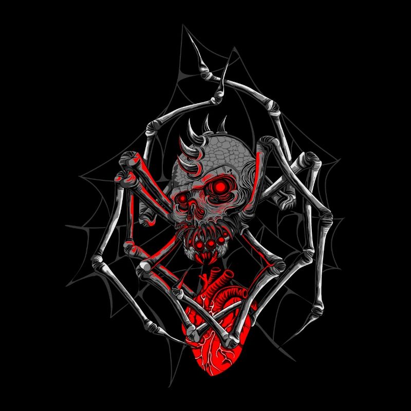Skeleton Heart Hands Spider Web