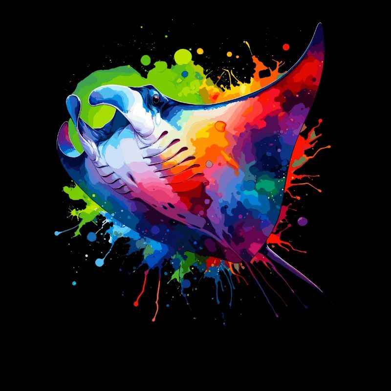 Colorful Splash Art Stingray Fish Stingrays