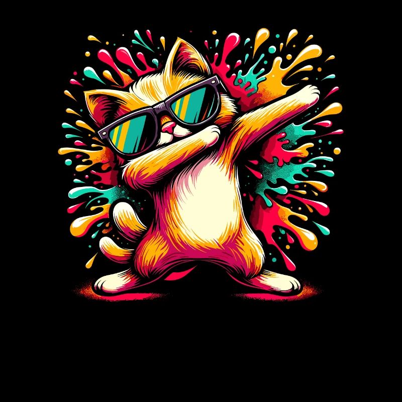 Splash Art Dubbing Katze Sonnenbrille Kätzchen Katzen