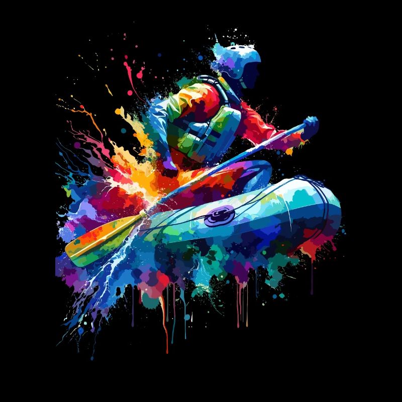 Colorful Splash Art River White Water Rafting