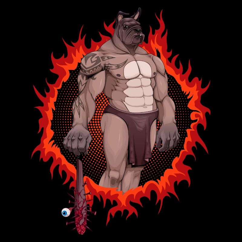 Hunde-Mutant mit feurigem Hintergrund