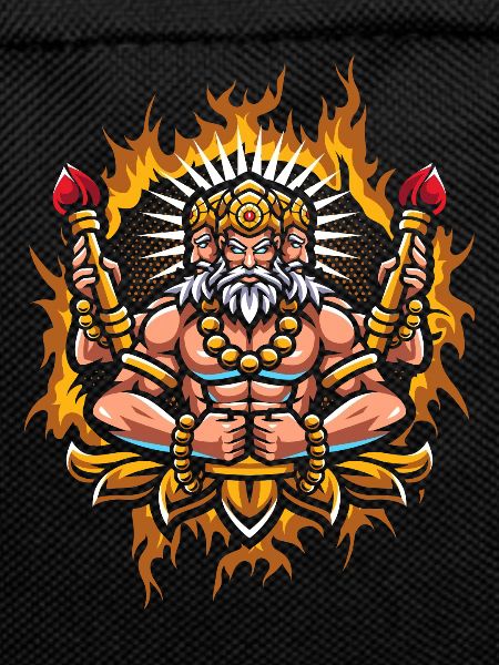 Brahma with Halftone Fire Background