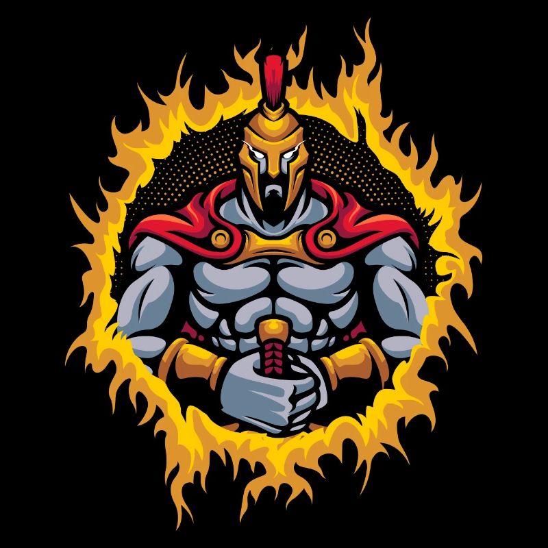 Spartans with Halftone Fire Background