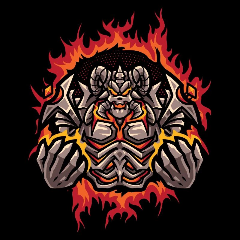 Abyss with Halftone Fire Background