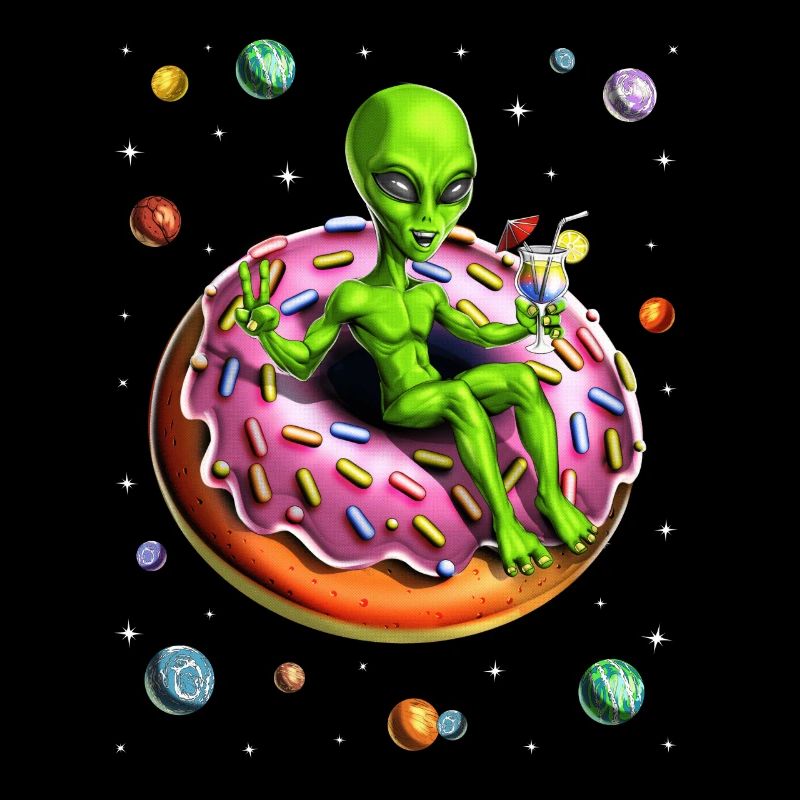 Space Alien Riding Donut