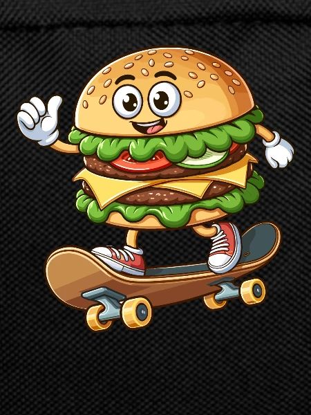 Hamburger on skateboard funny