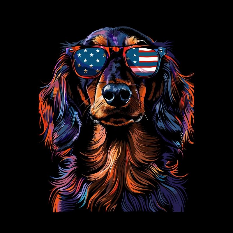 Dachshund with American Sunglasses
