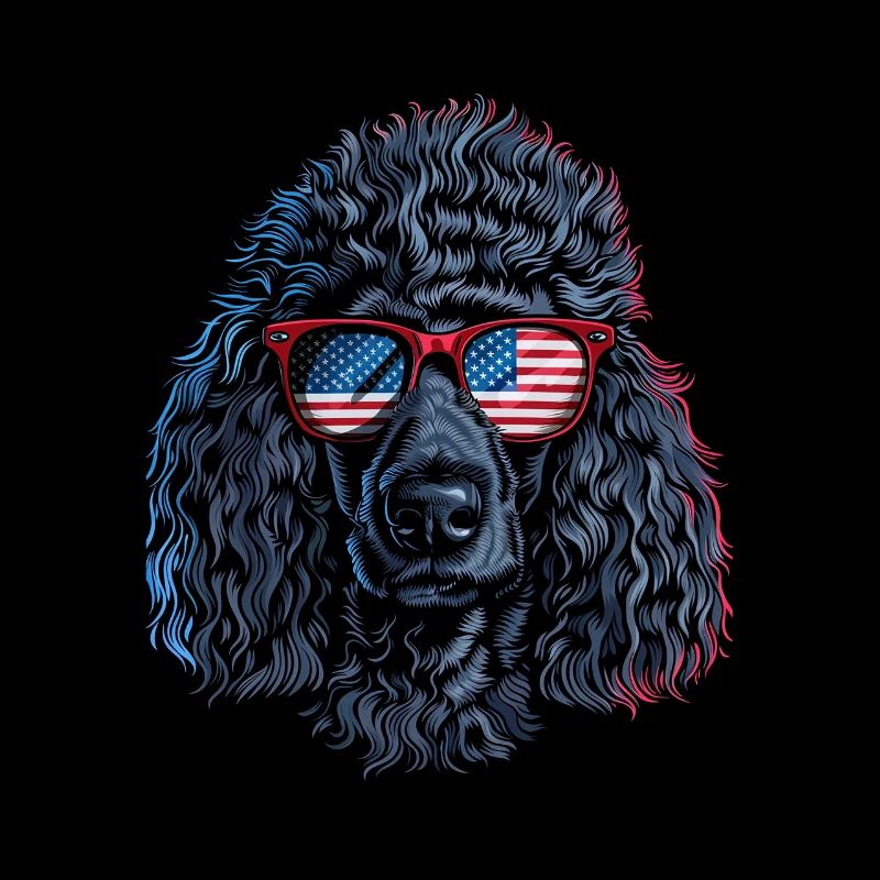 Poodle with American Sunglasses