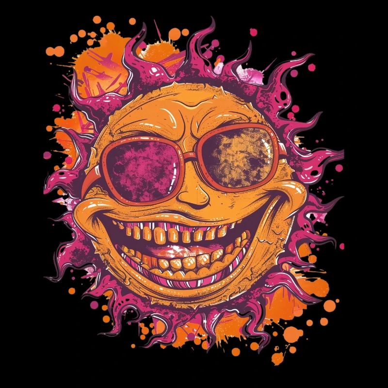 Sun with cool sunglasses motif