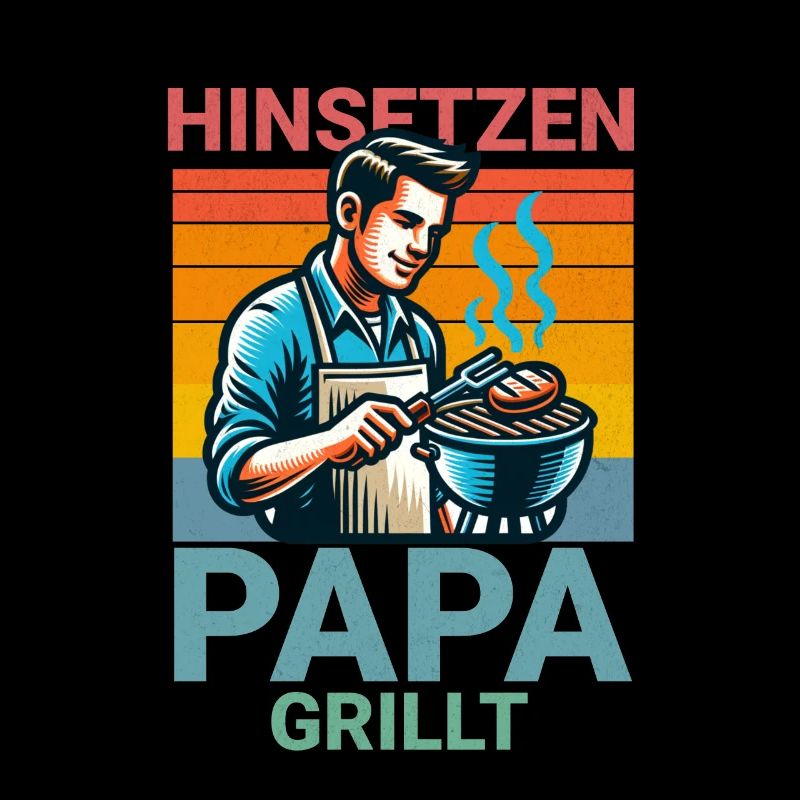 Sit Down Dad Grills BBQ Saying