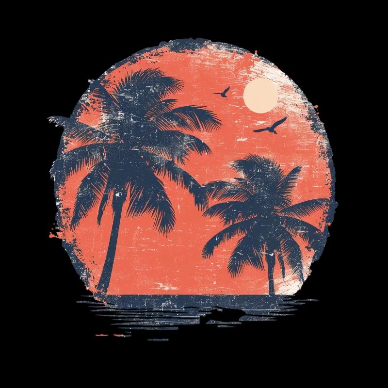 Coucher de soleil tropical avec des palmiers