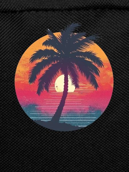 Sunrise Palm Trees Retro Circle