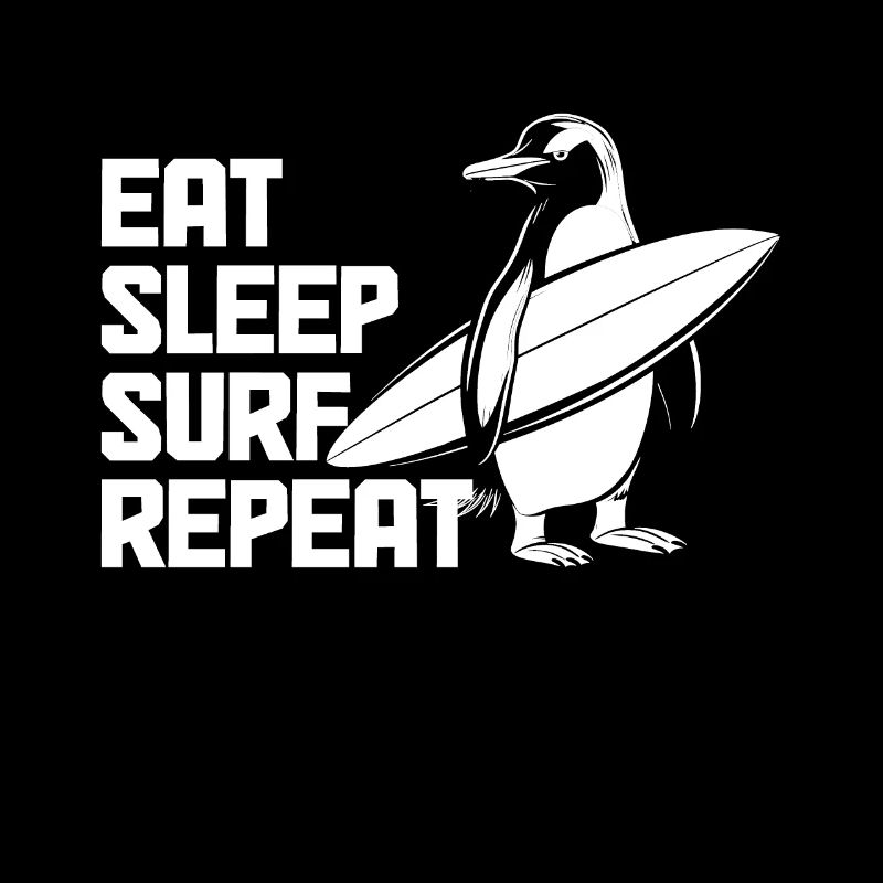 Eat Sleep Surf Repeat Pinguin Surfer