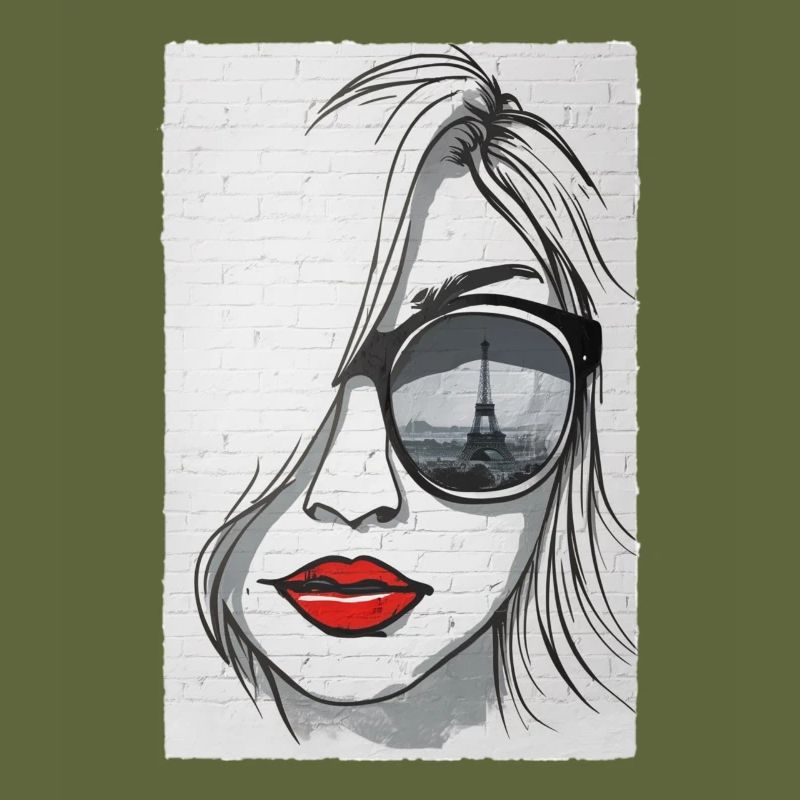 Graffiti-Mädchen in Paris - Eiffelturm