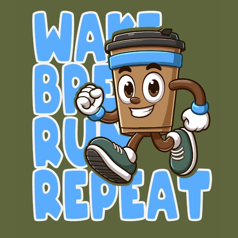 Wake Up, Brew, Run, Repeat Motivation