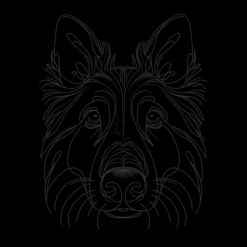 Line Art Belgian Sheepdog Groenendael Belgian